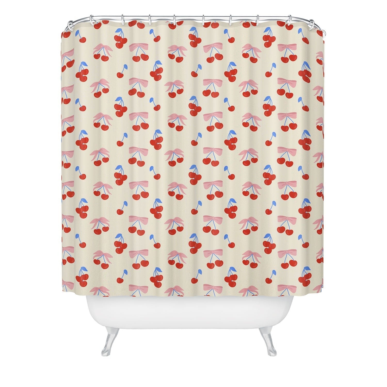Design by Spark Cherries And Ribbons Shower Curtain
