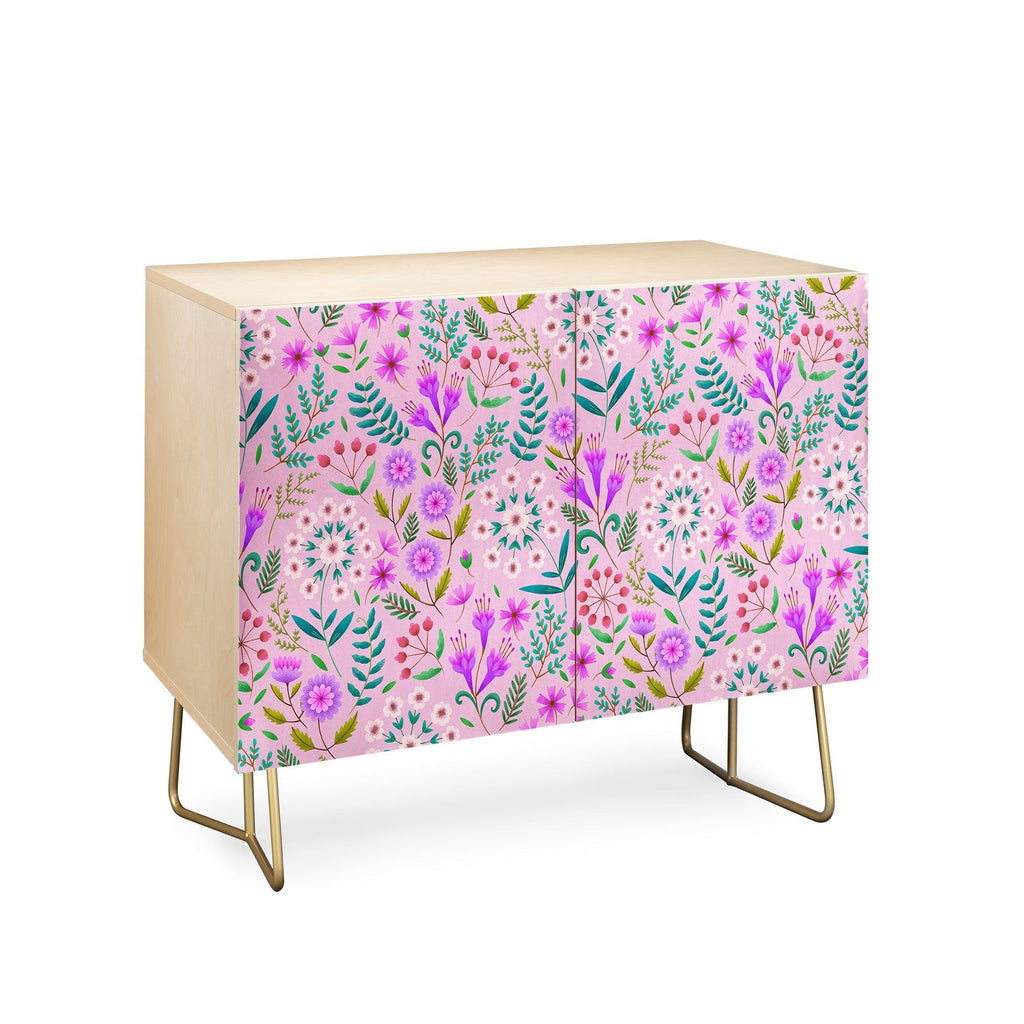 Pimlada Phuapradit Ditsy Purple Floral Half Drop Credenza