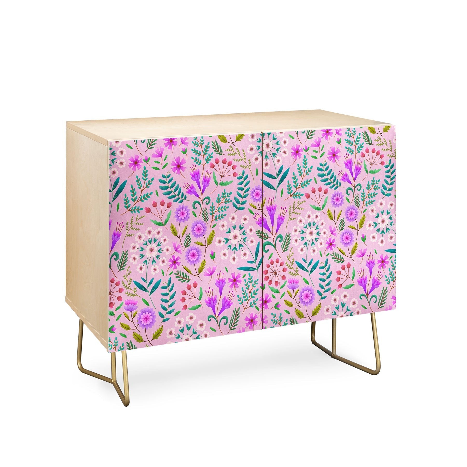 Pimlada Phuapradit Ditsy Purple Floral Half Drop Credenza