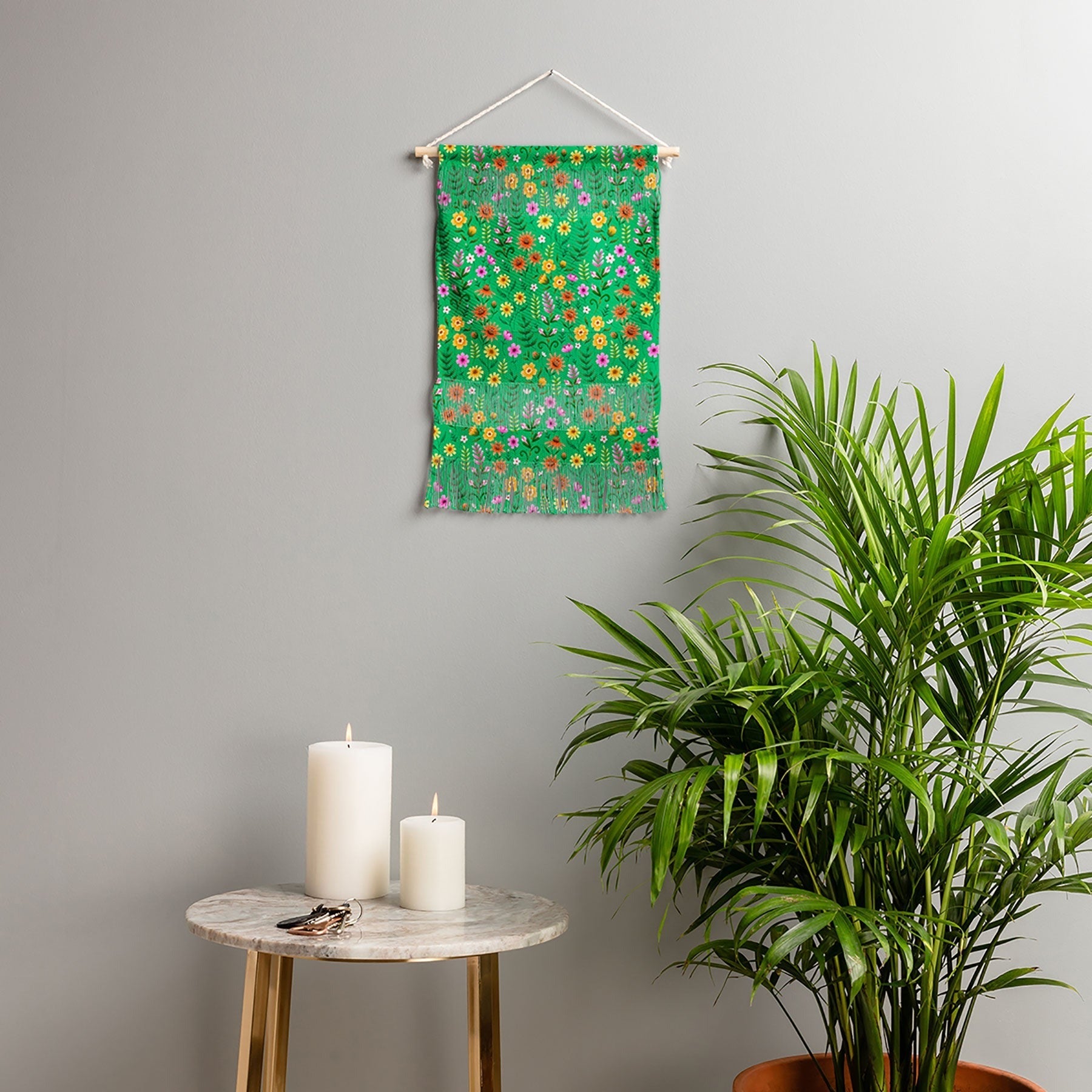 Pimlada Phuapradit Ditsy Spring Floral Green Wall Hanging Portrait