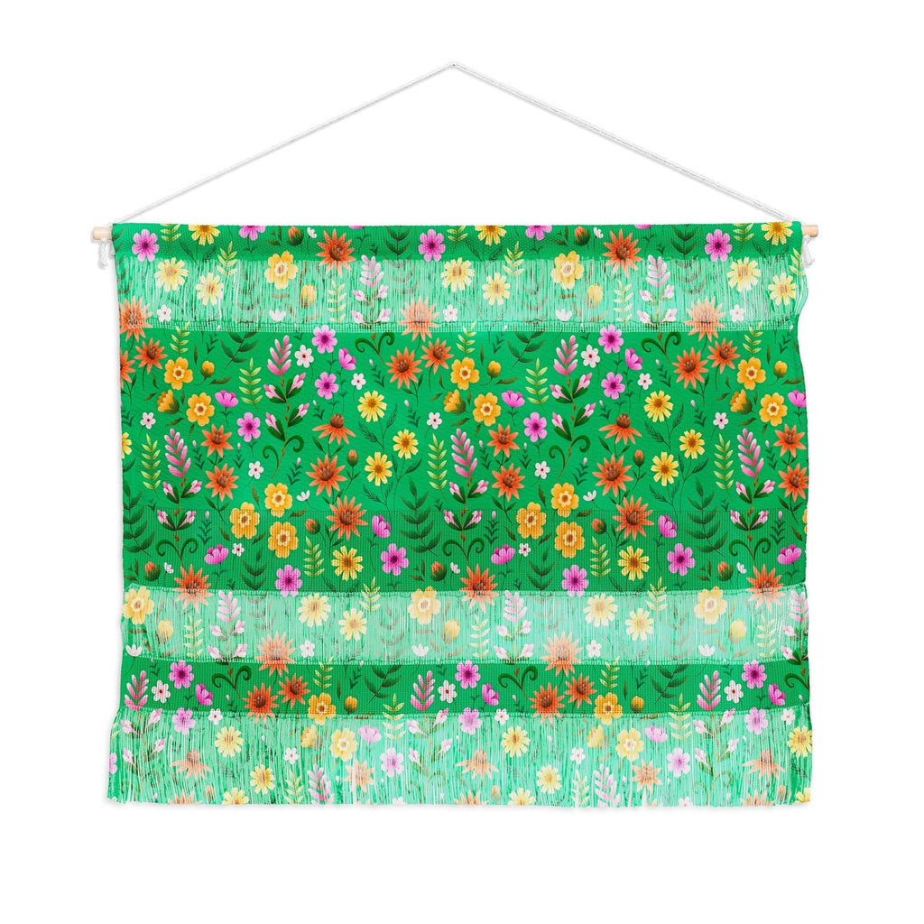 Pimlada Phuapradit Ditsy Spring Floral Green Wall Hanging Landscape