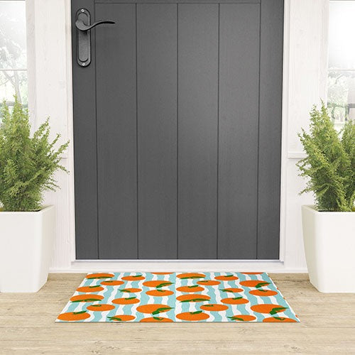 Design by Spark Zesty Oranges and Stripes Welcome Mat