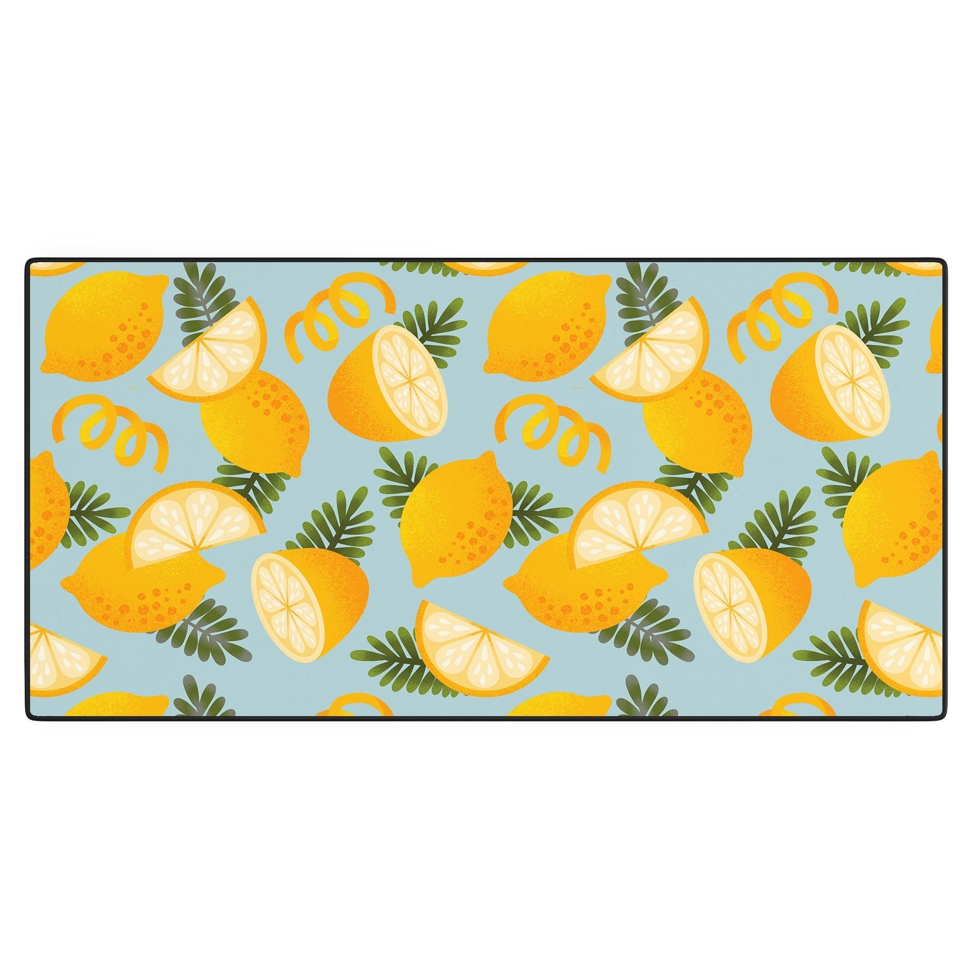 Jessica Molina Lemon Pattern on Sky Blue Desk Mat