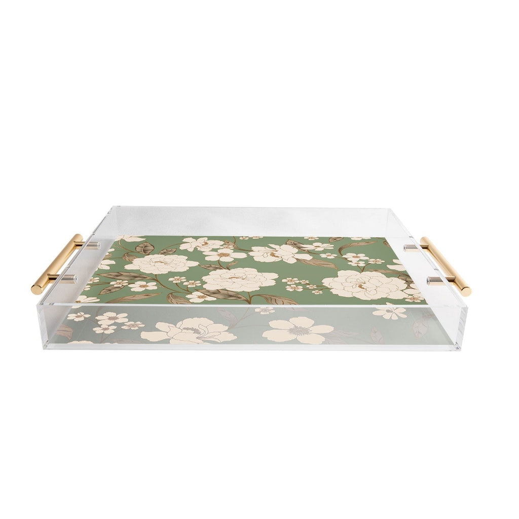 Gabriela Fuente Olive Floral Roberta Acrylic Tray