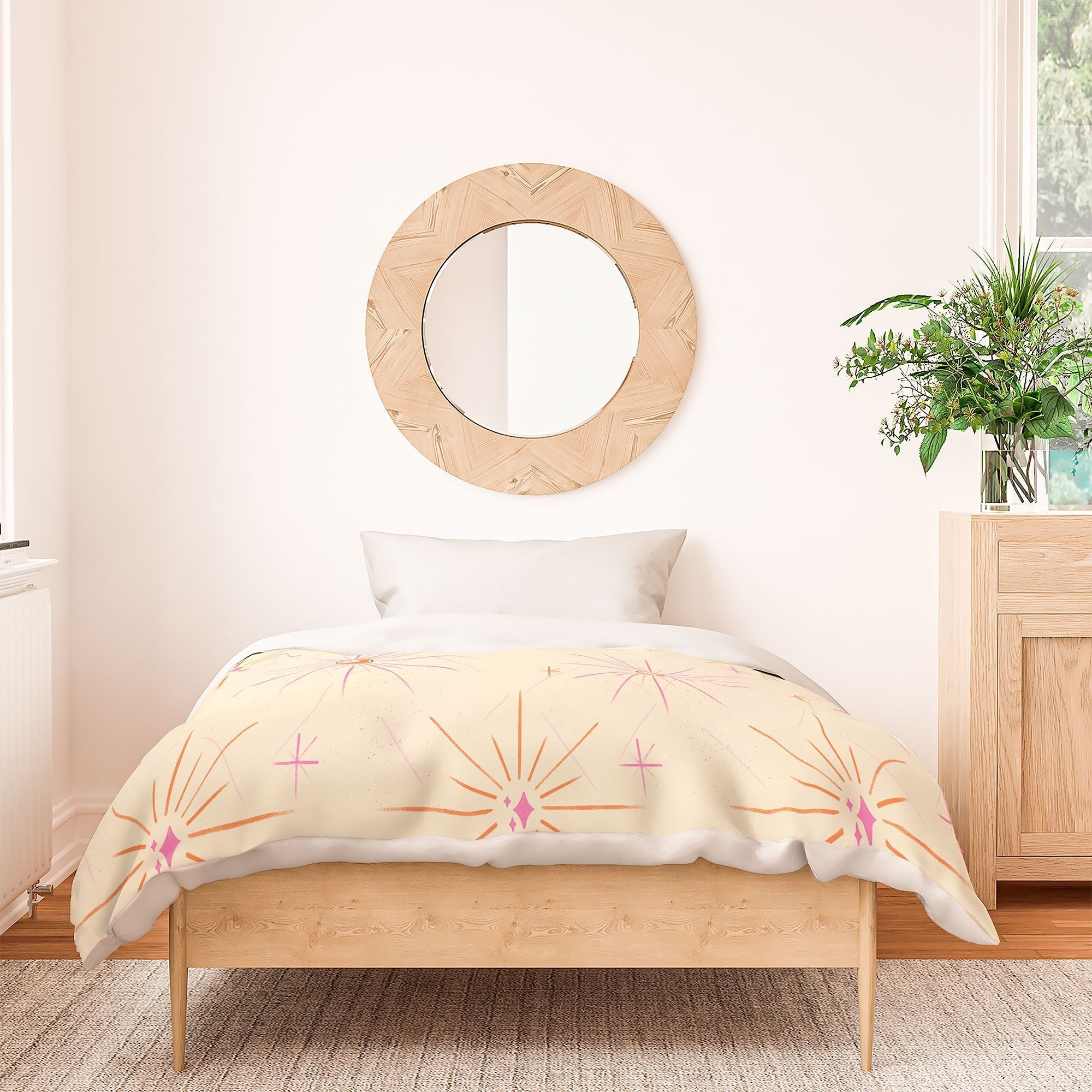 Little Om Pattern Little Moon cream Duvet Cover