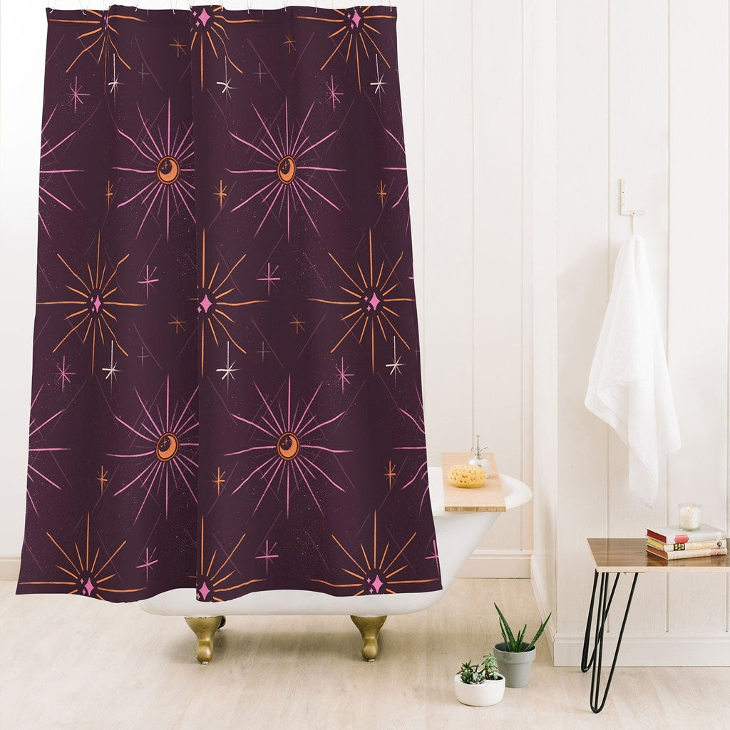 Little Om Pattern Little Moon plum Shower Curtain