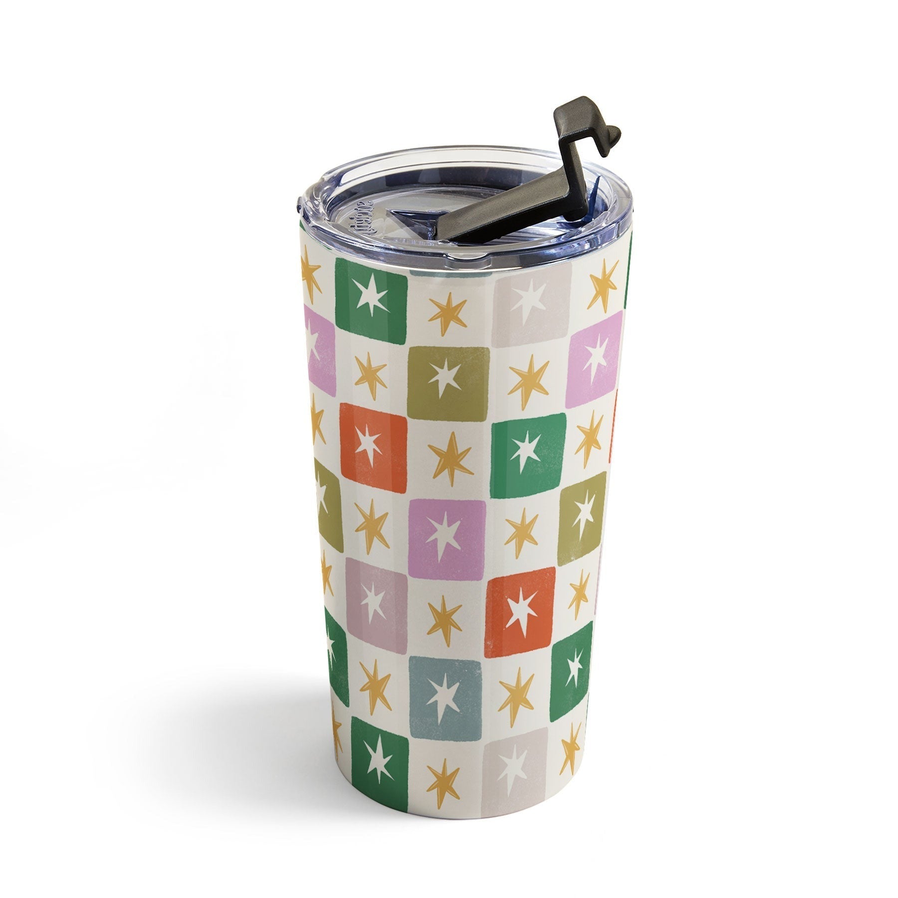 LouBruzzoni Retro Star Block Pattern Travel Mug