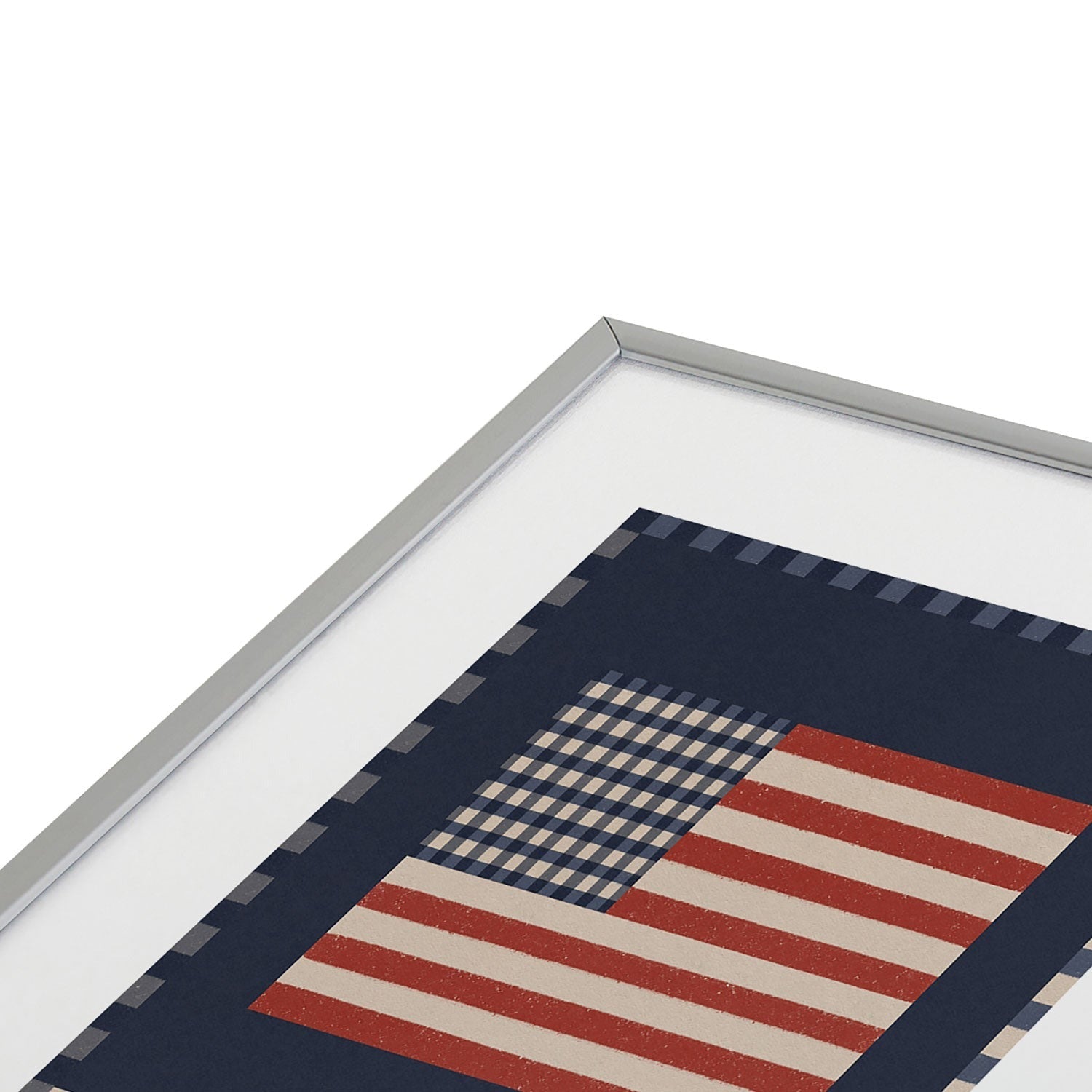 DENY Designs Gingham Flag Metal Framed Art Print
