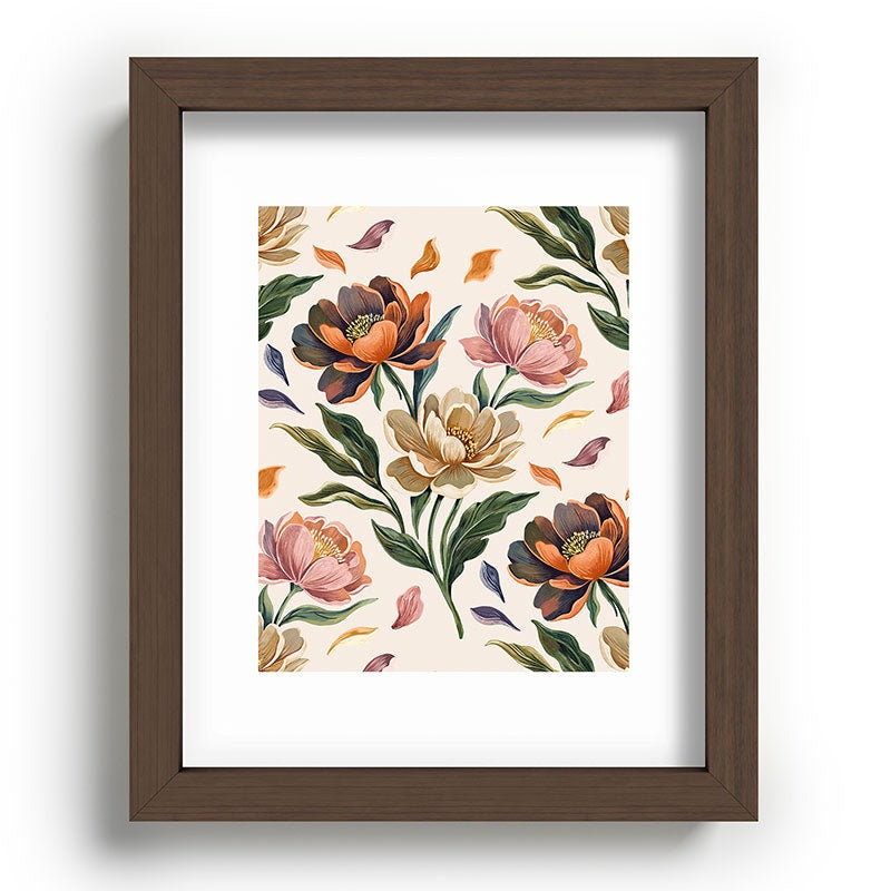 Marta Barragan Camarasa Hand Painted Peony Florals Recessed Framing Rectangle
