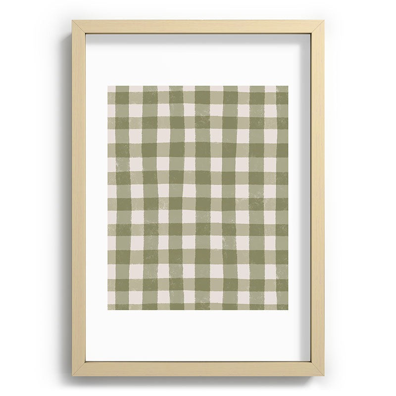 Menina Lisboa Rustic Green Plaid Recessed Framing Rectangle