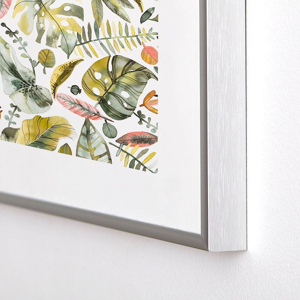 Ninola Design Botanic Retreat Tropical Jungle Leaves Botanical Green Orange Metal Framed Art Print