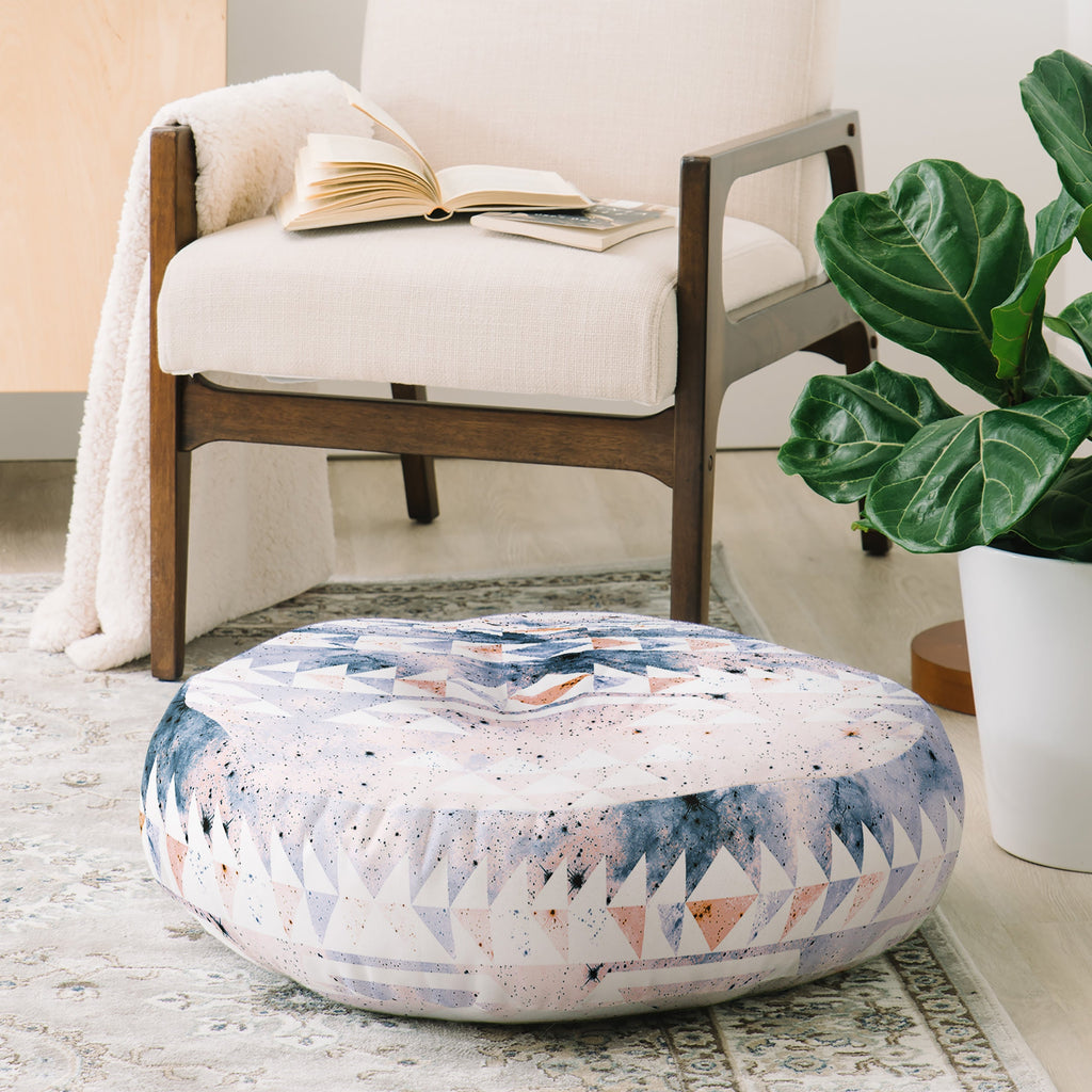 Caleb Troy arctic gold tribal Floor Pillow Round