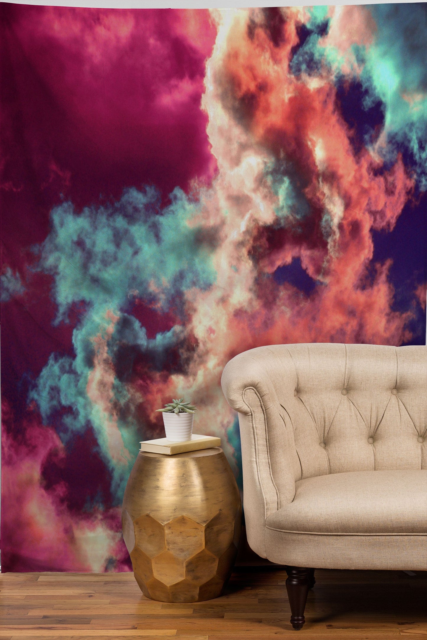 Caleb Troy Yin Yang Painted Clouds Tapestry