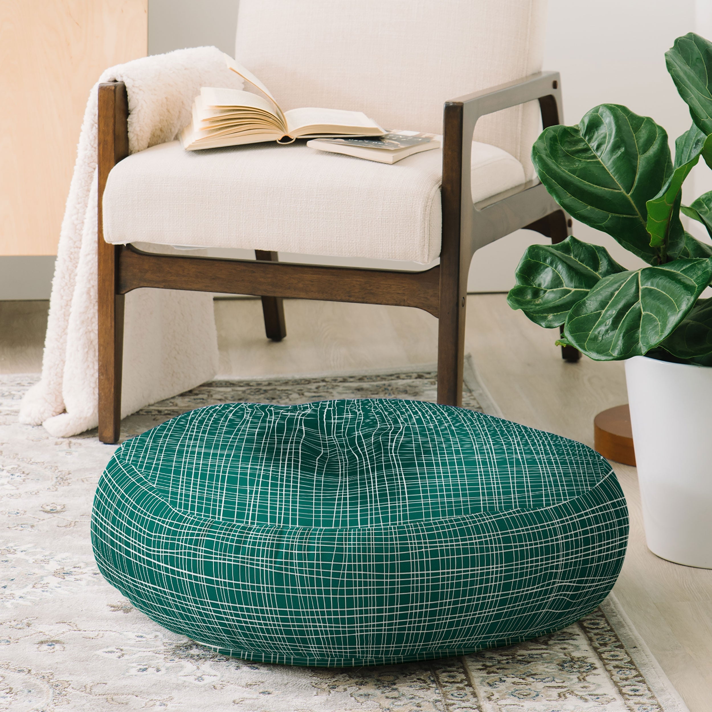Camilla Foss Scandi Linen Floor Pillow Round