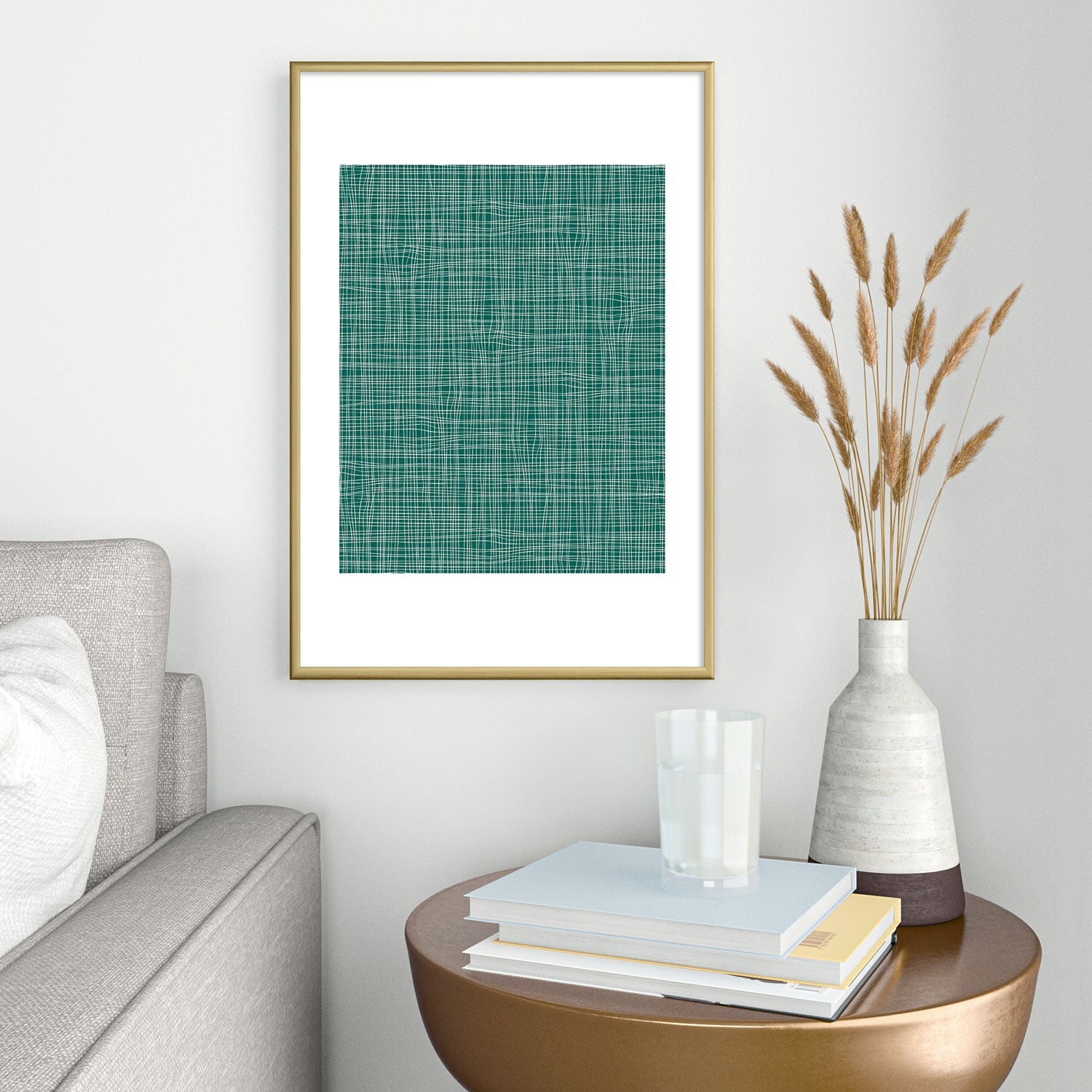 Camilla Foss Scandi Linen Metal Framed Art Print