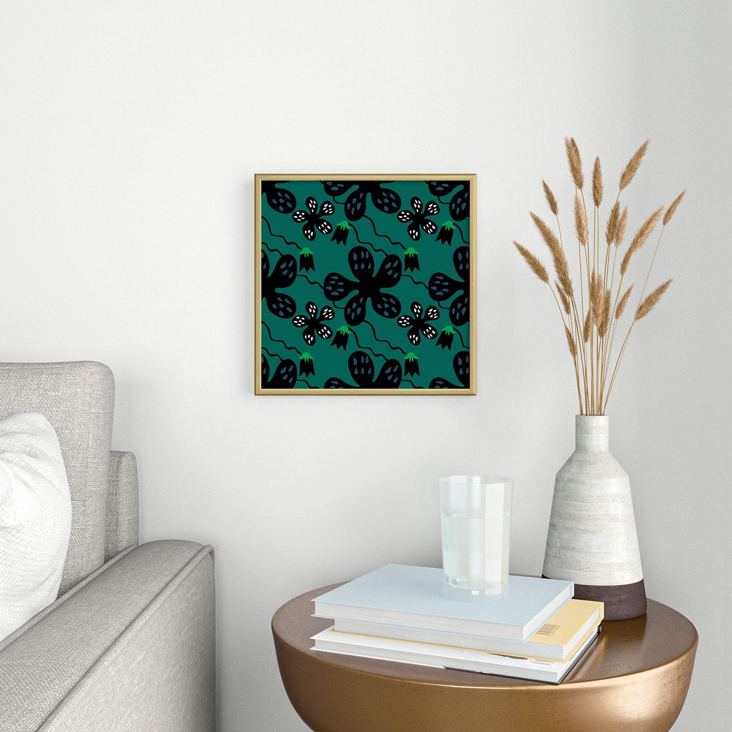 Camilla Foss Scandi Meadow Square Metal Framed Art Print