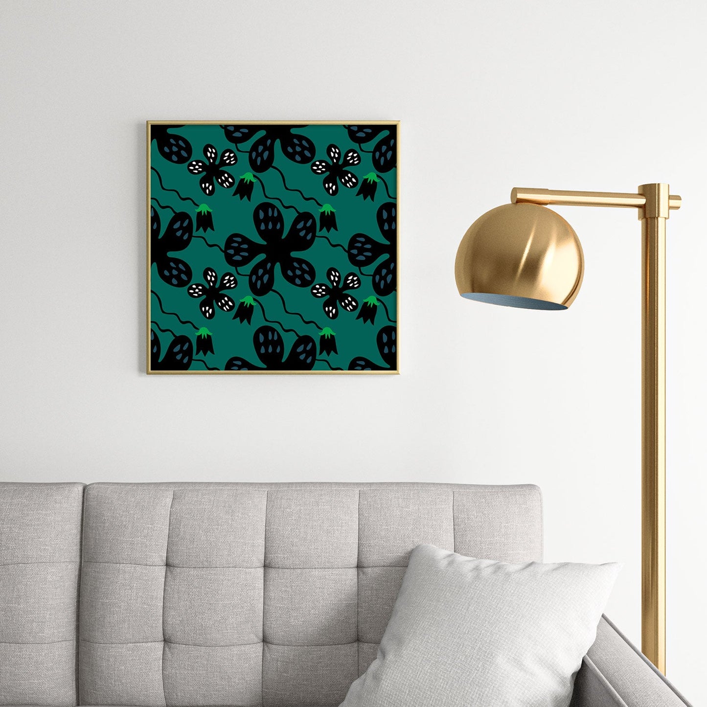Camilla Foss Scandi Meadow Square Metal Framed Art Print