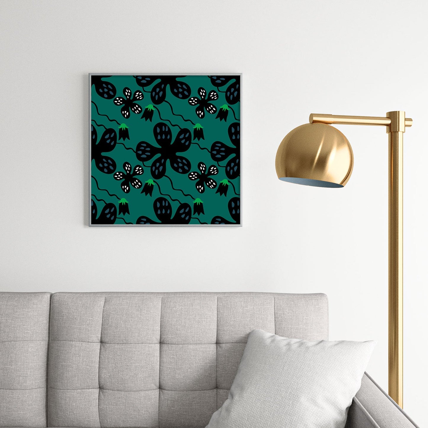Camilla Foss Scandi Meadow Square Metal Framed Art Print