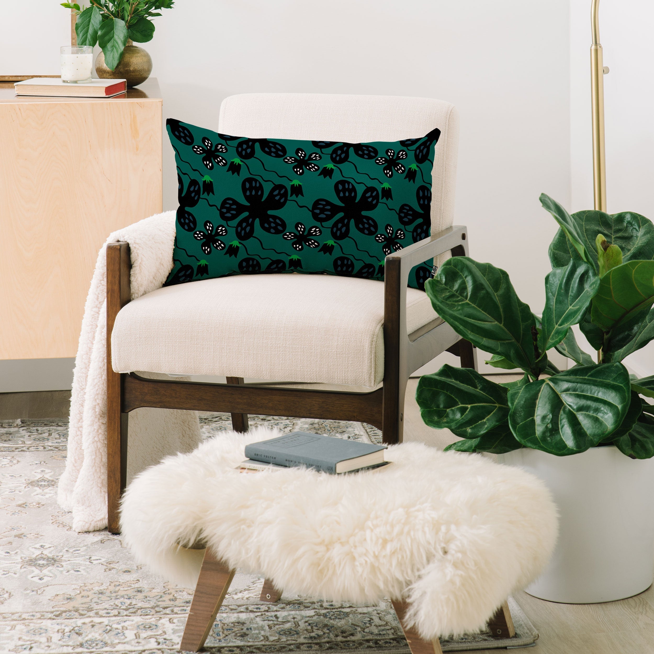 Camilla Foss Scandi Meadow Oblong Throw Pillow