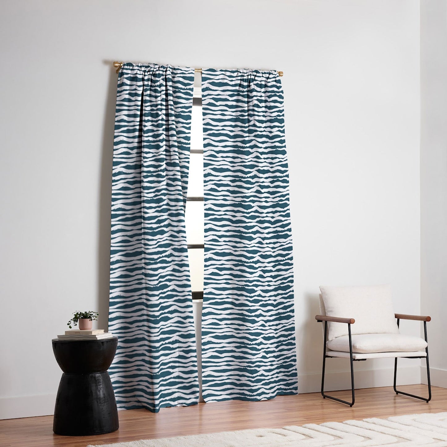 Camilla Foss Scandi Waves Blackout Window Curtain