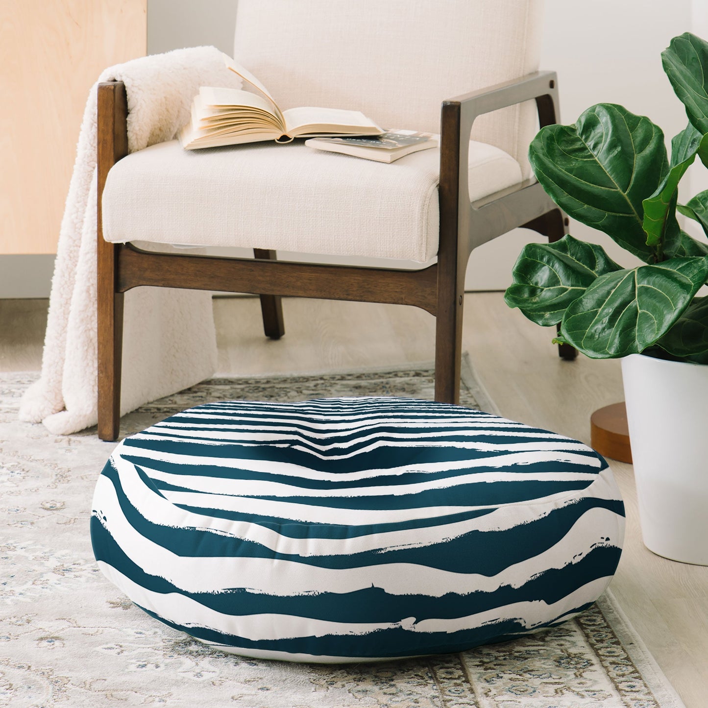 Camilla Foss Scandi Waves Floor Pillow Round