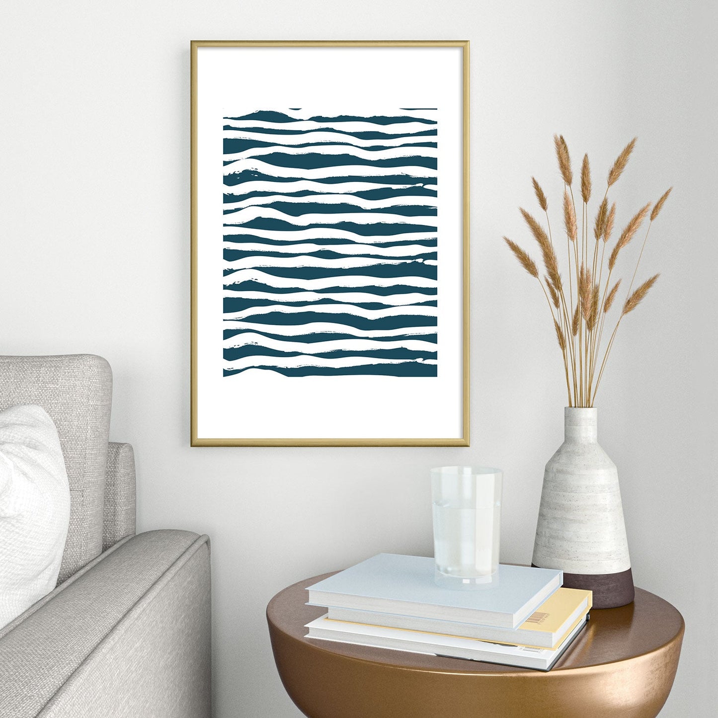 Camilla Foss Scandi Waves Metal Framed Art Print