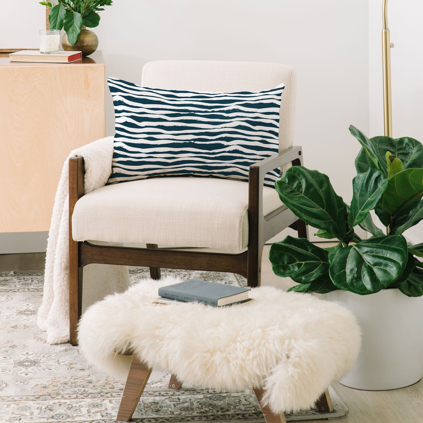 Camilla Foss Scandi Waves Oblong Throw Pillow