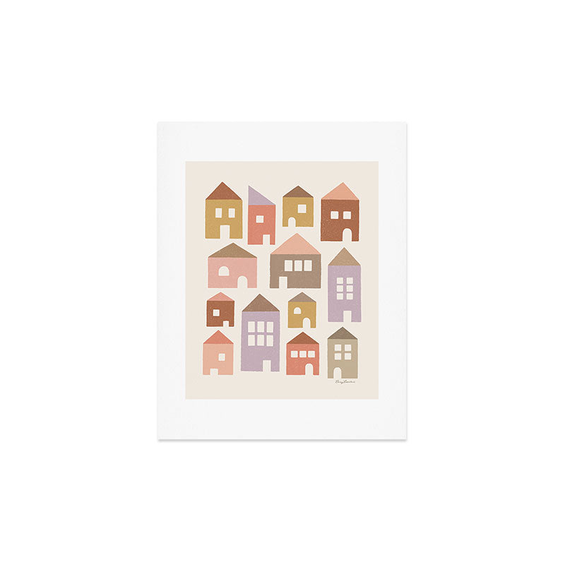 Carey Copeland Happy Houses Earth Tones Art Print