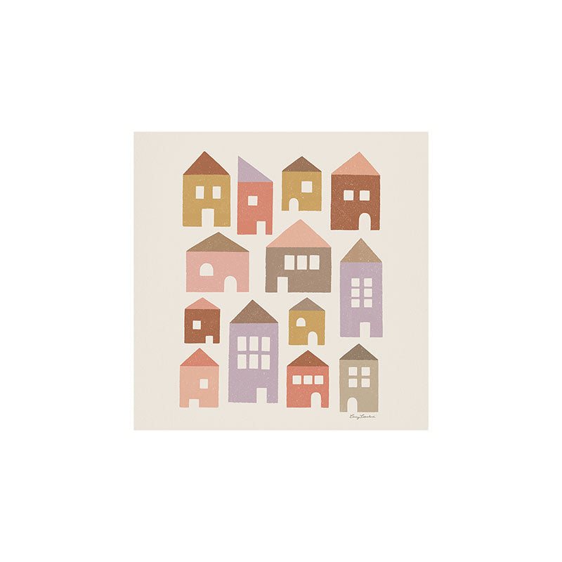 Carey Copeland Happy Houses Earth Tones Art Print