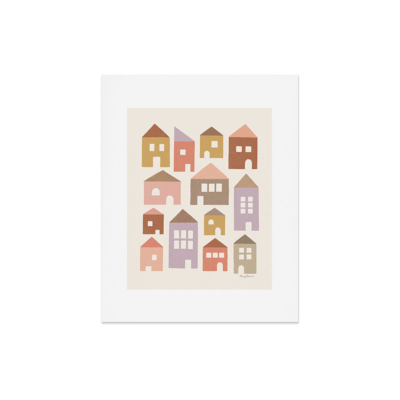 Carey Copeland Happy Houses Earth Tones Art Print