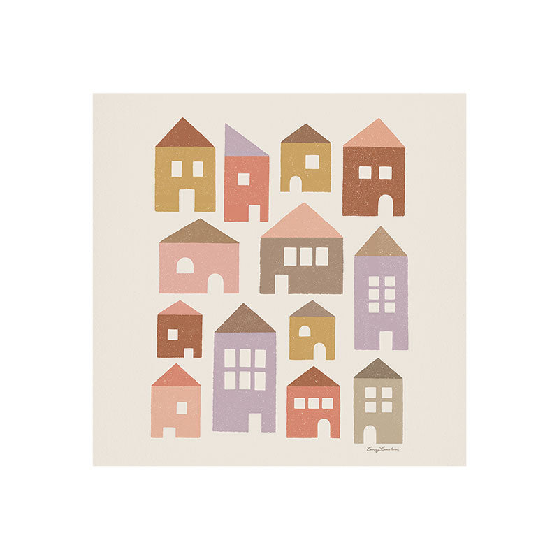 Carey Copeland Happy Houses Earth Tones Art Print