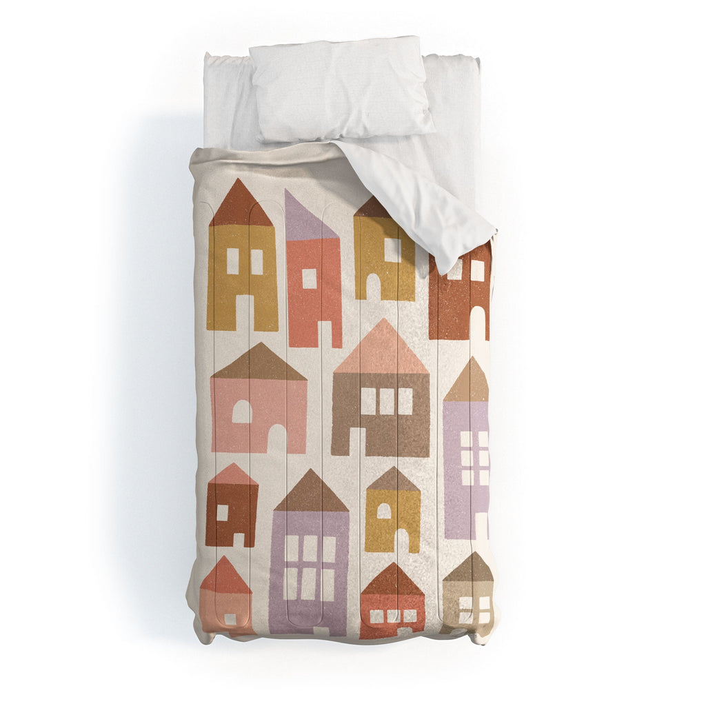 Carey Copeland Happy Houses Earth Tones Comforter