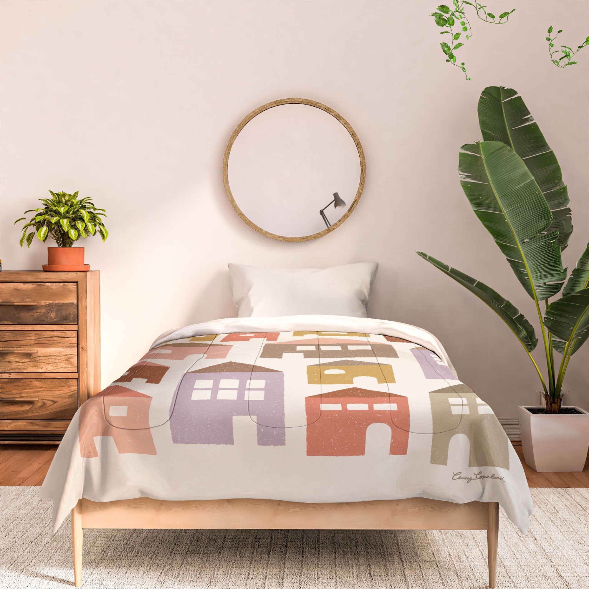Carey Copeland Happy Houses Earth Tones Comforter
