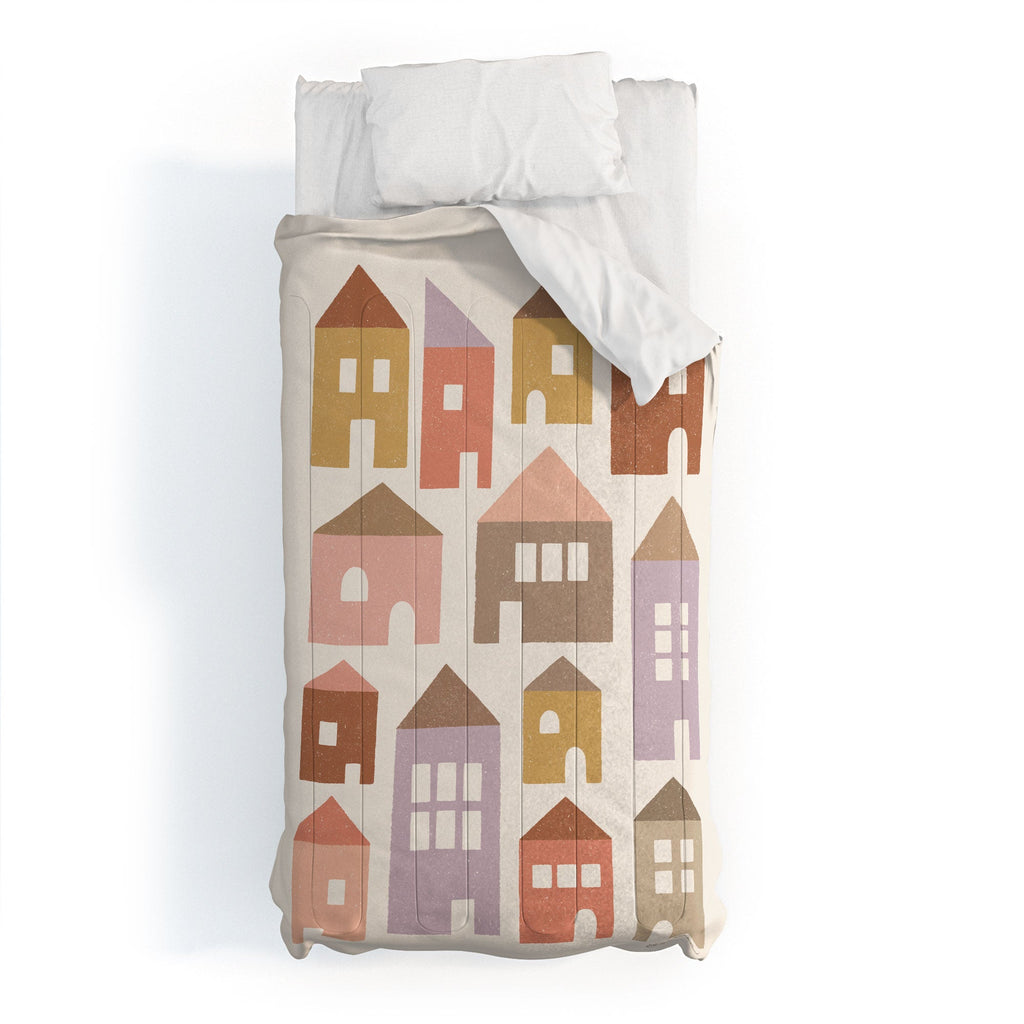 Carey Copeland Happy Houses Earth Tones Comforter