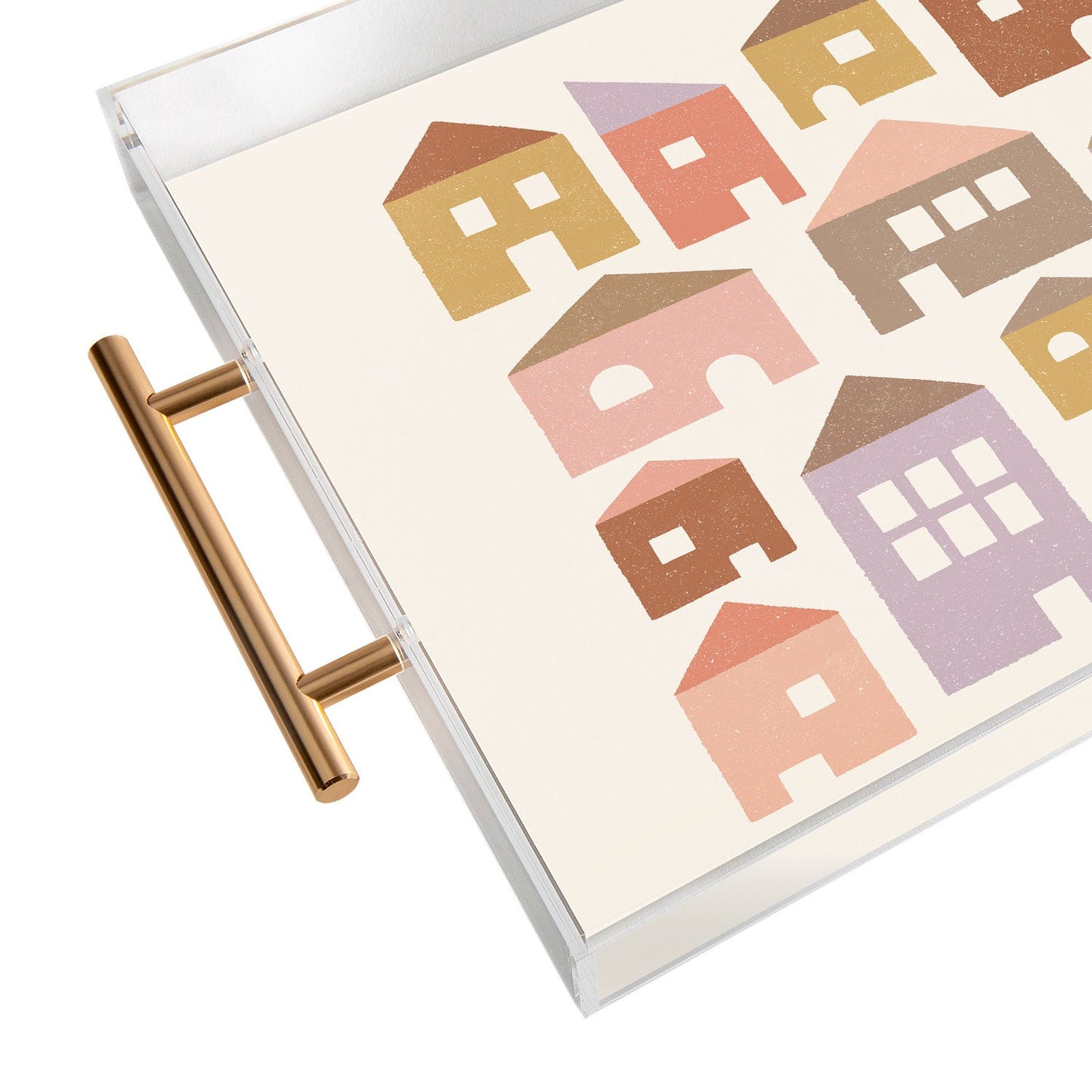Carey Copeland Happy Houses Earth Tones Acrylic Tray