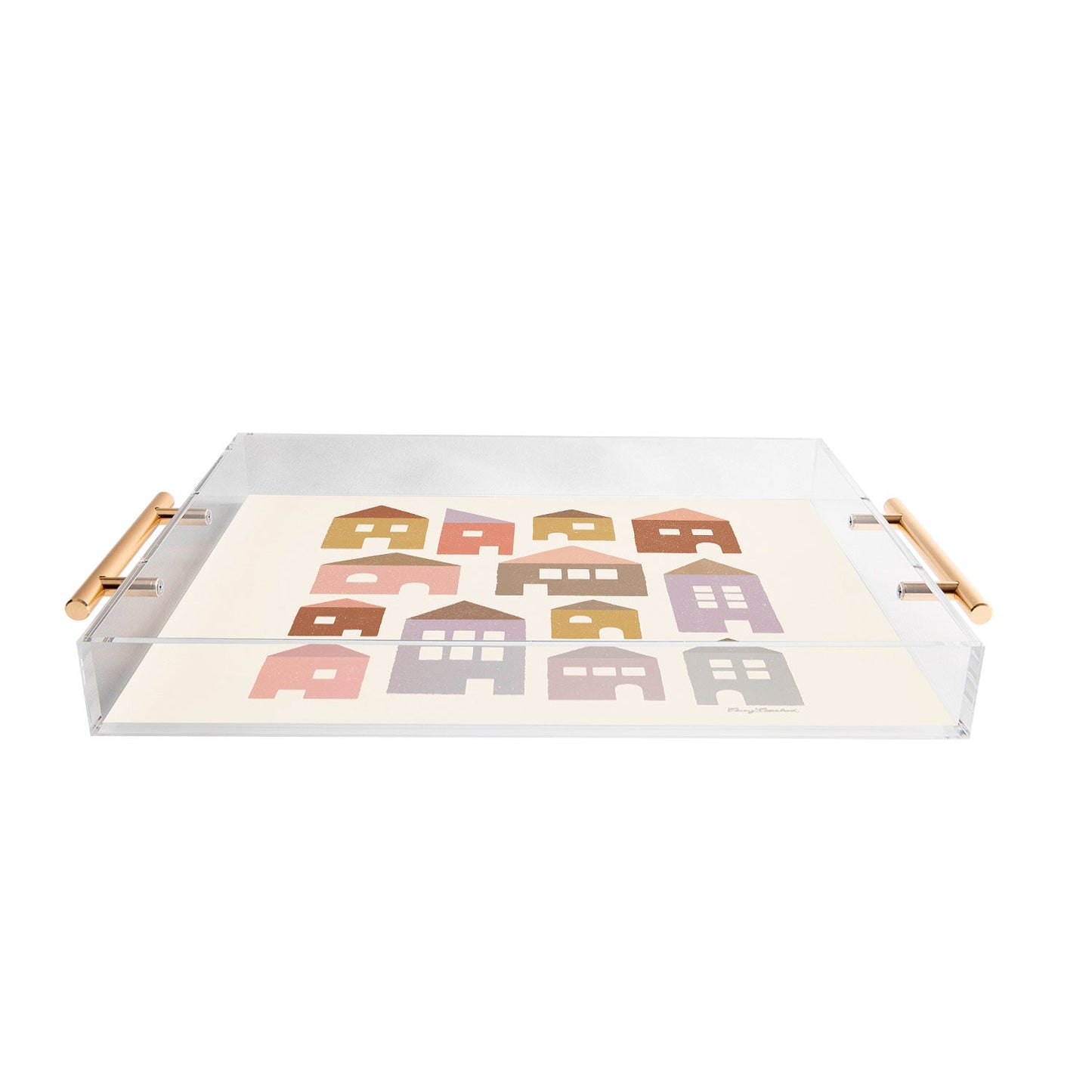 Carey Copeland Happy Houses Earth Tones Acrylic Tray