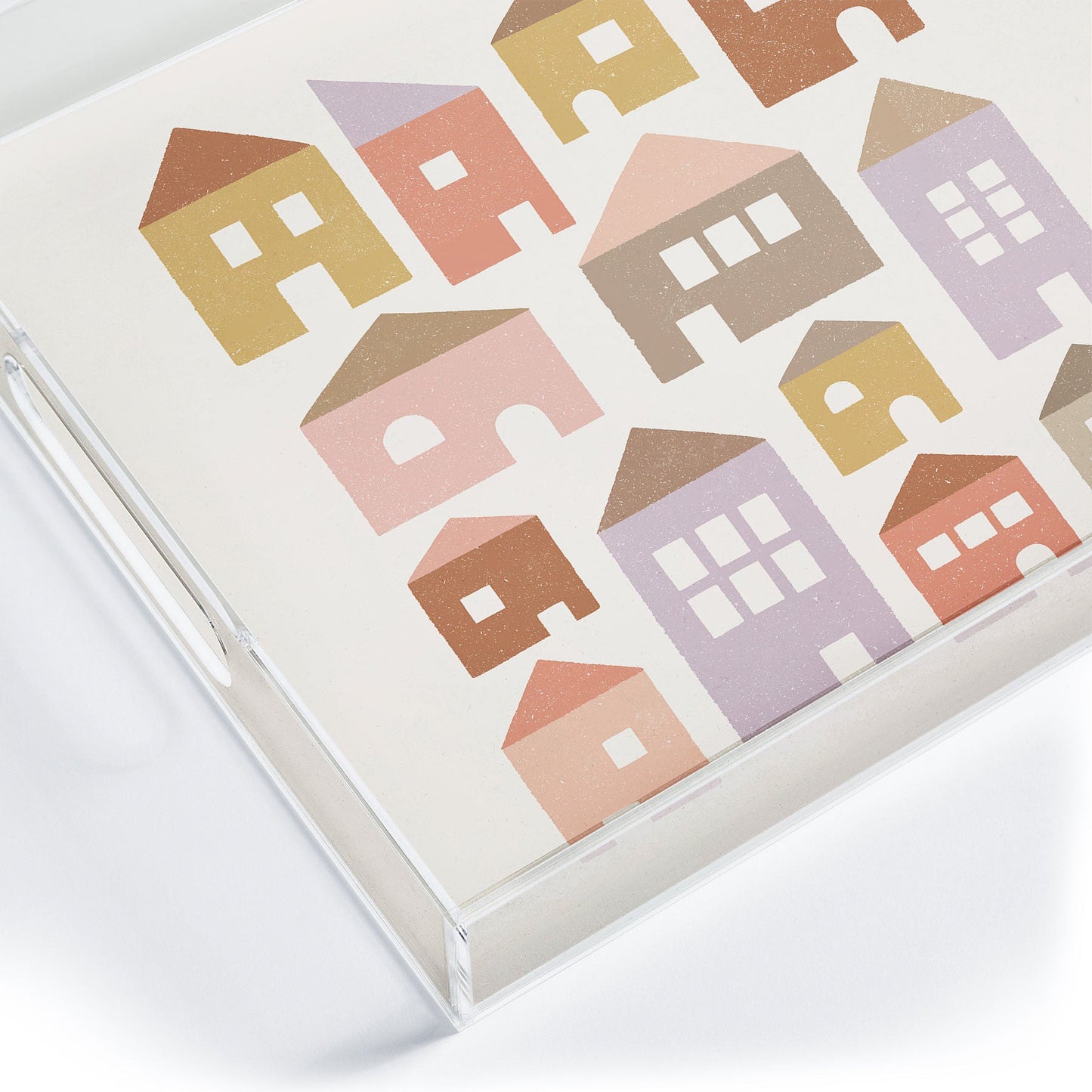 Carey Copeland Happy Houses Earth Tones Acrylic Tray