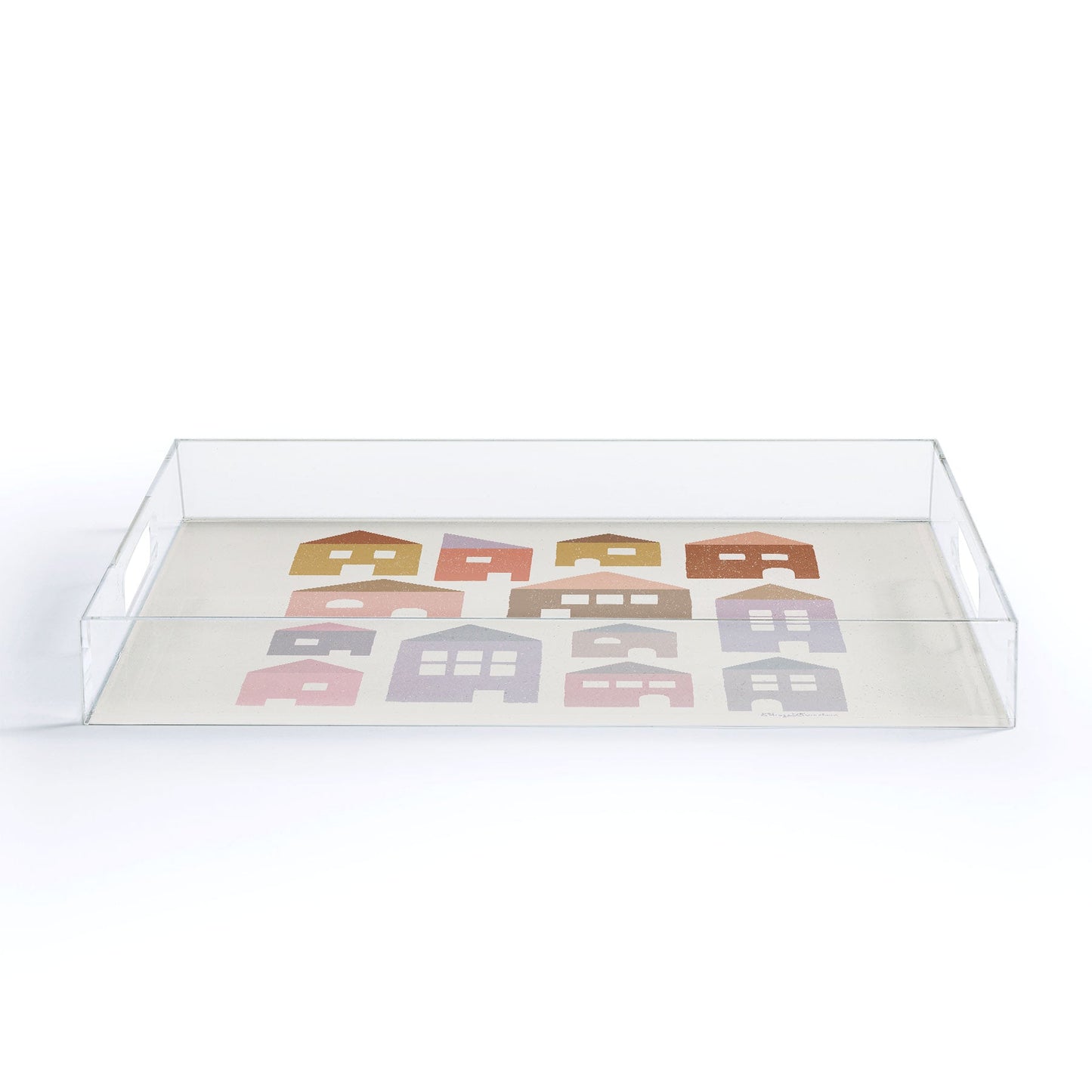 Carey Copeland Happy Houses Earth Tones Acrylic Tray