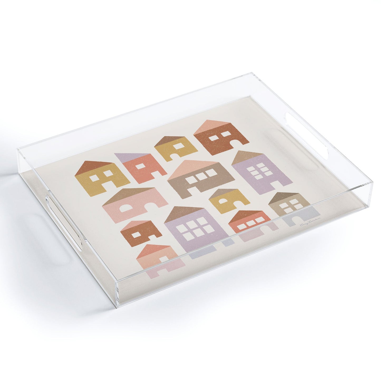 Carey Copeland Happy Houses Earth Tones Acrylic Tray