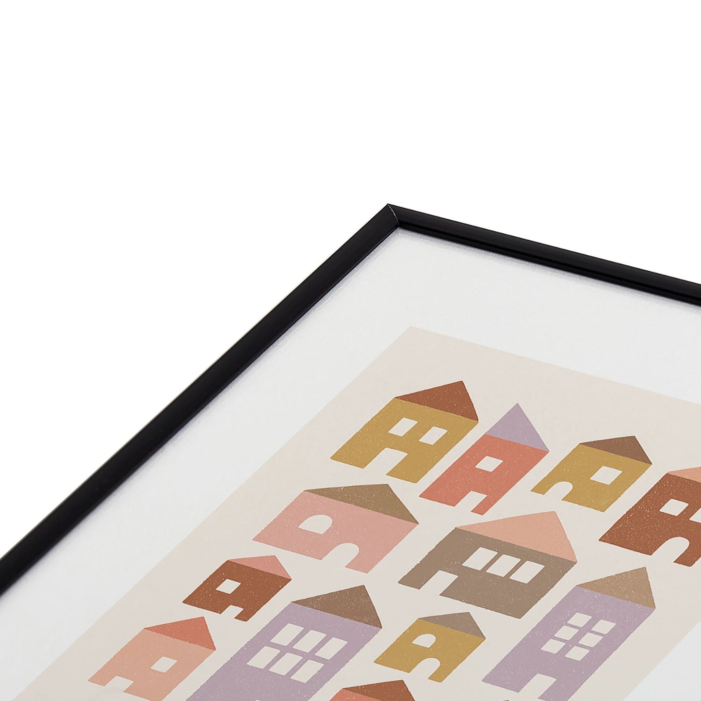 Carey Copeland Happy Houses Earth Tones Metal Framed Art Print