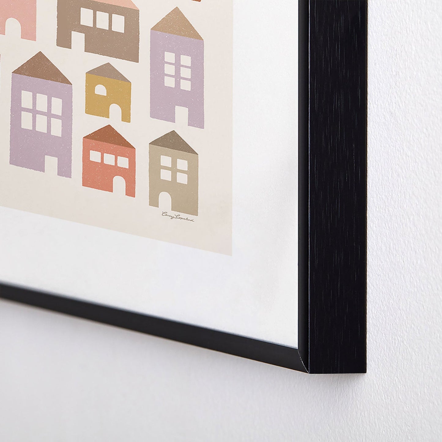 Carey Copeland Happy Houses Earth Tones Metal Framed Art Print