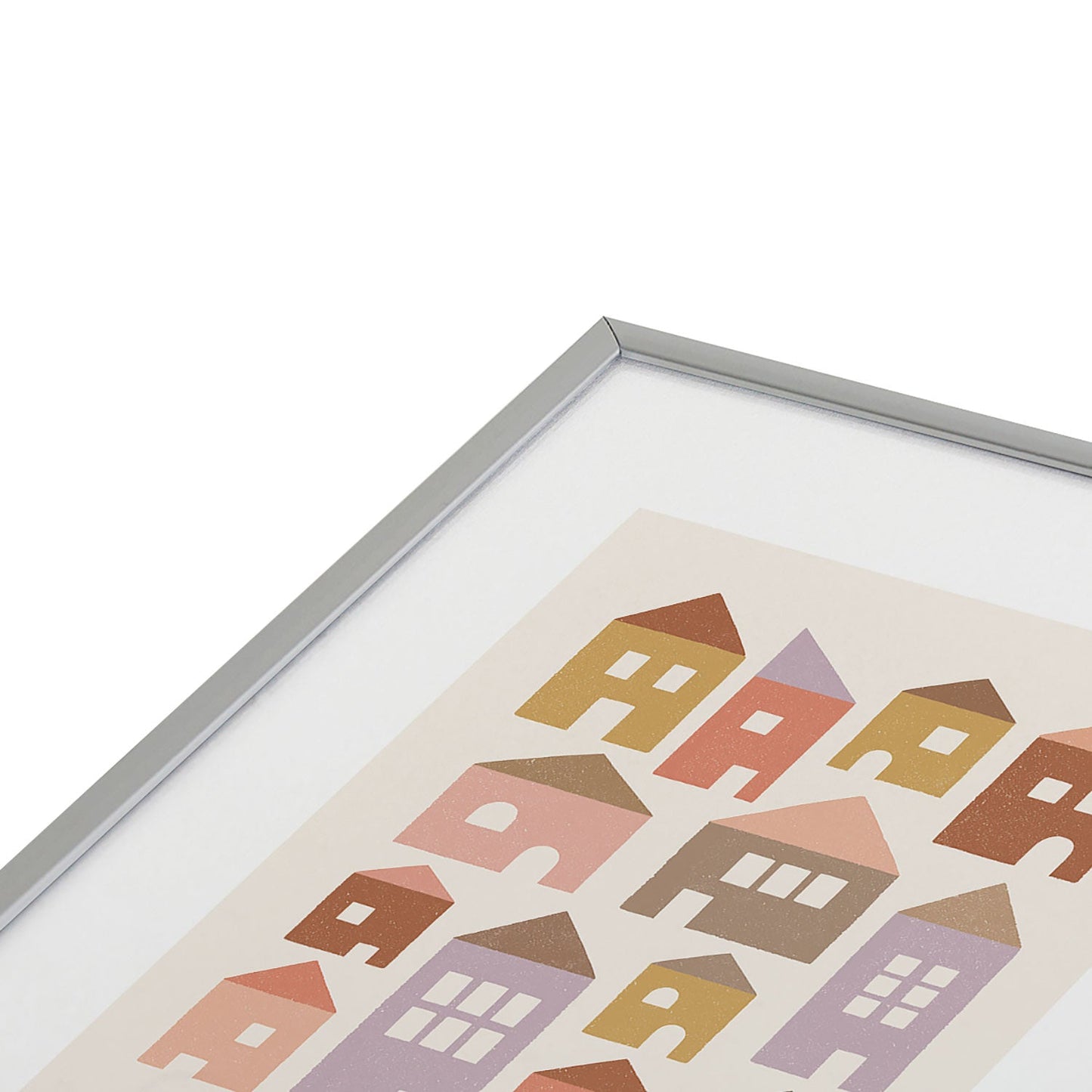Carey Copeland Happy Houses Earth Tones Metal Framed Art Print