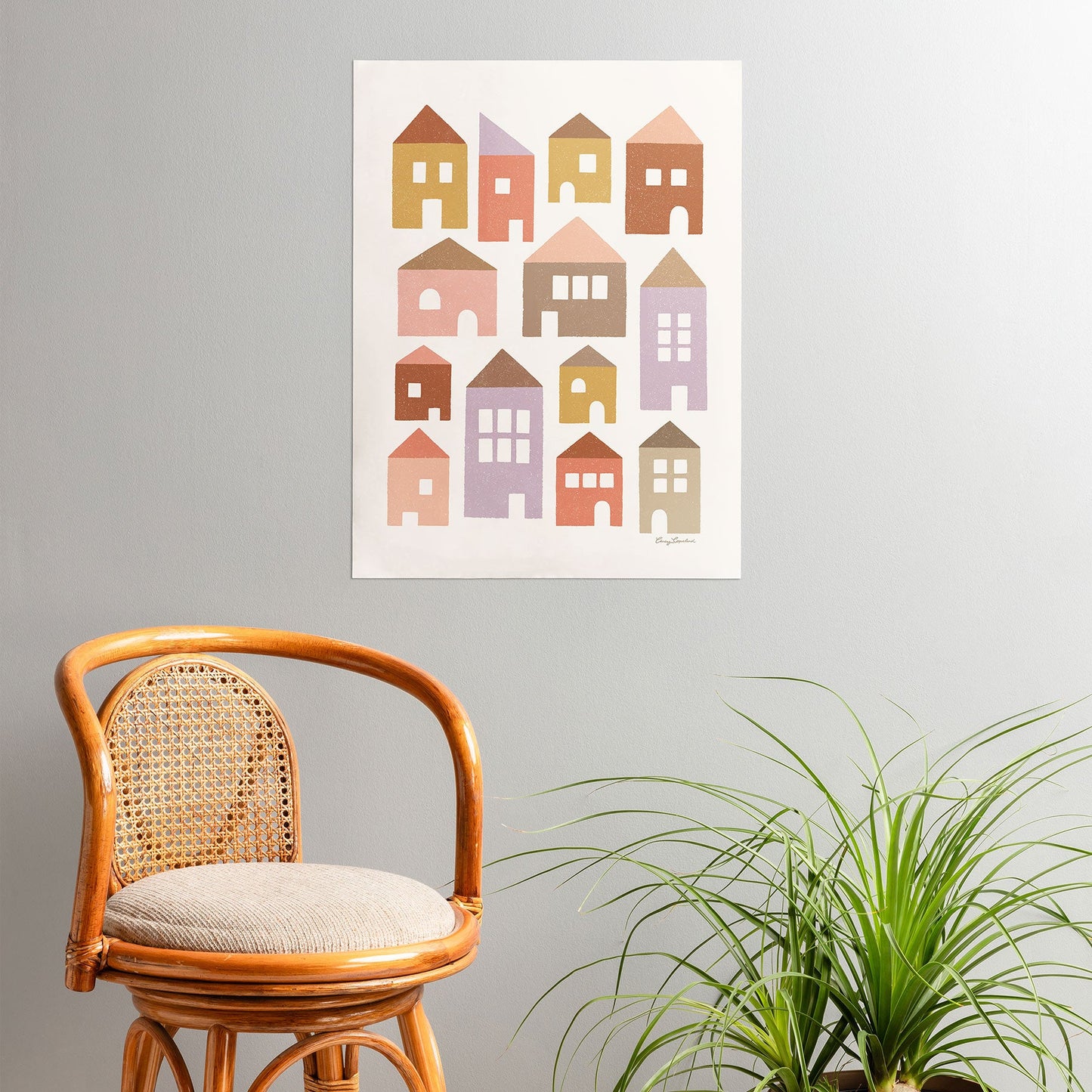 Carey Copeland Happy Houses Earth Tones Poster