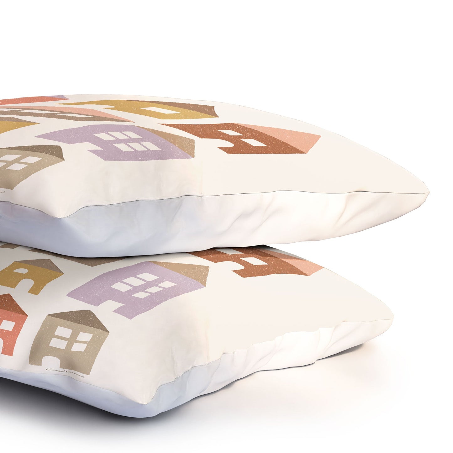 Carey Copeland Happy Houses Earth Tones Pillow Shams