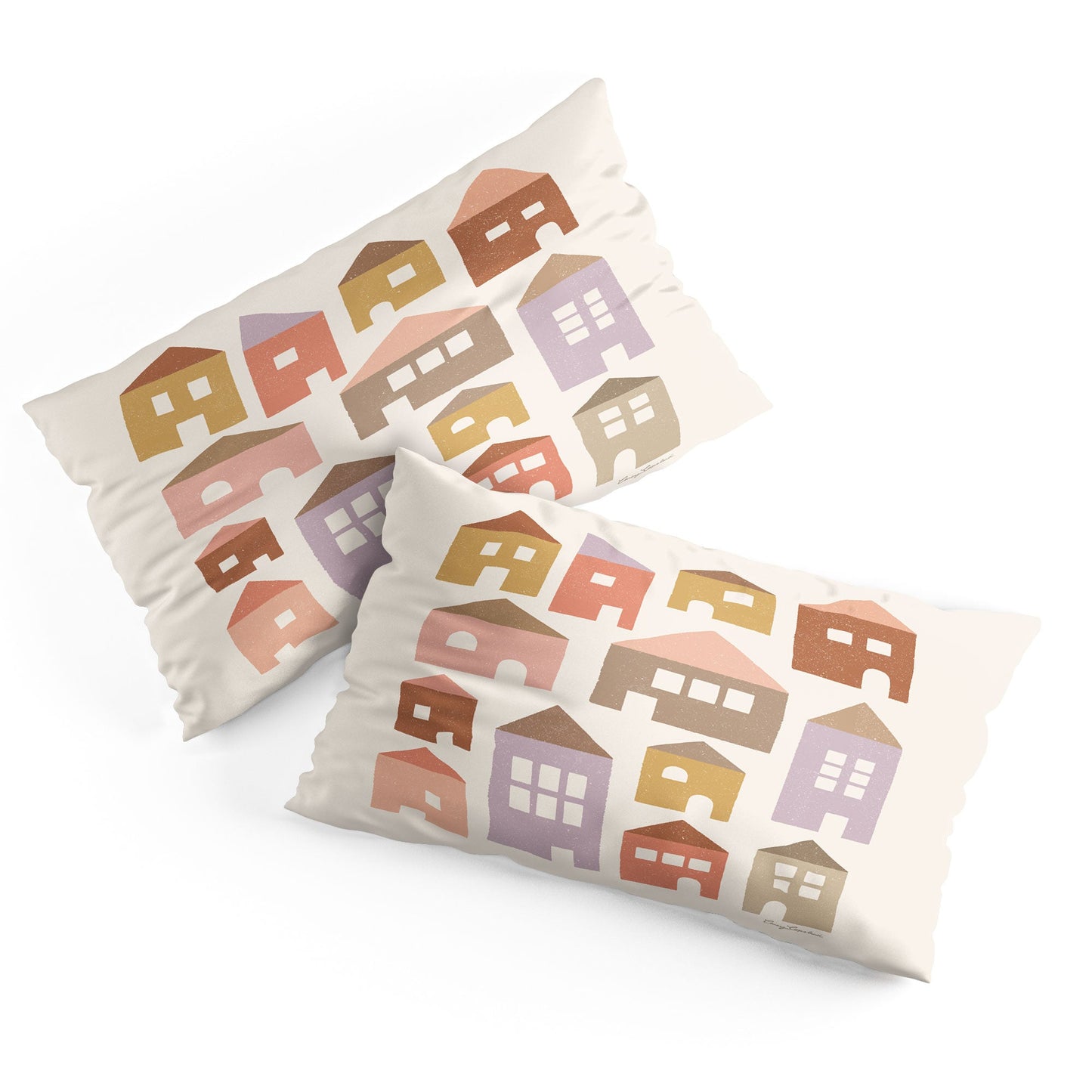 Carey Copeland Happy Houses Earth Tones Pillow Shams