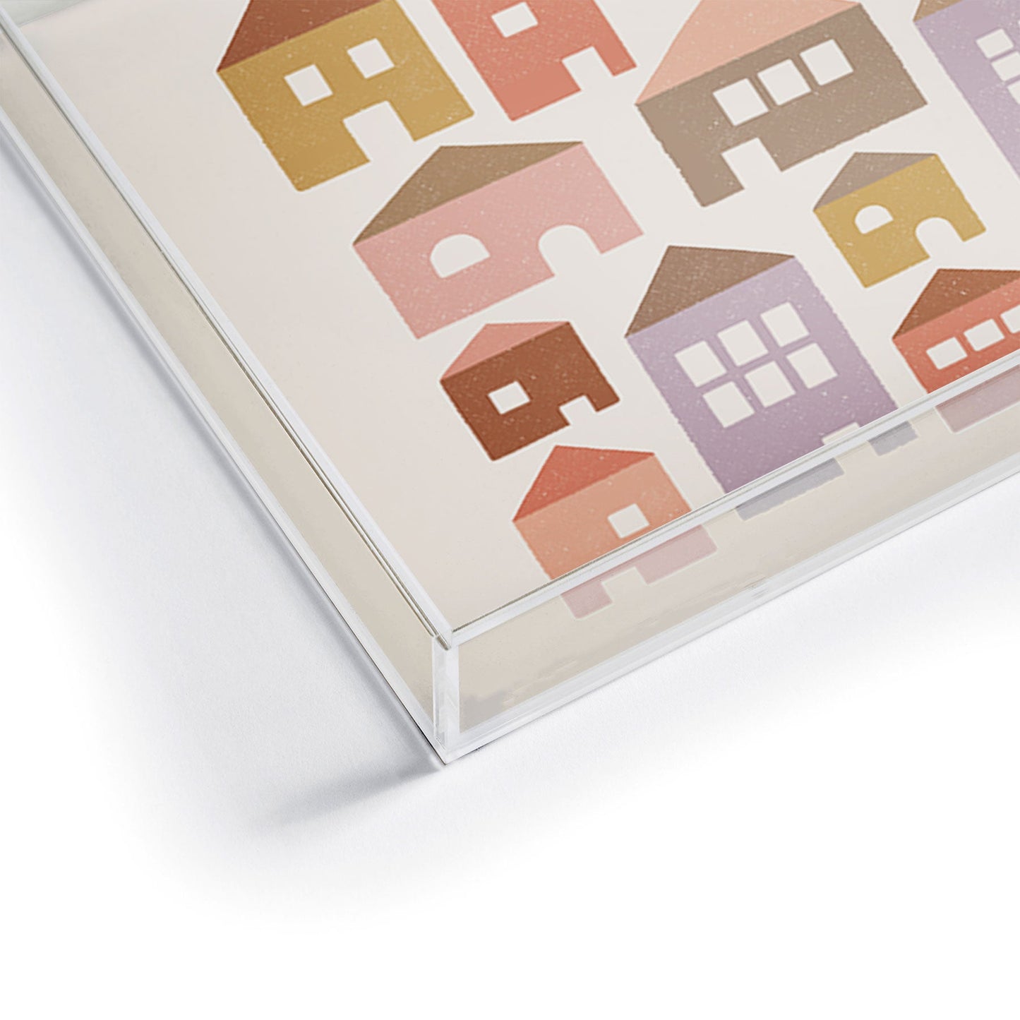 Carey Copeland Happy Houses Earth Tones Acrylic Tray