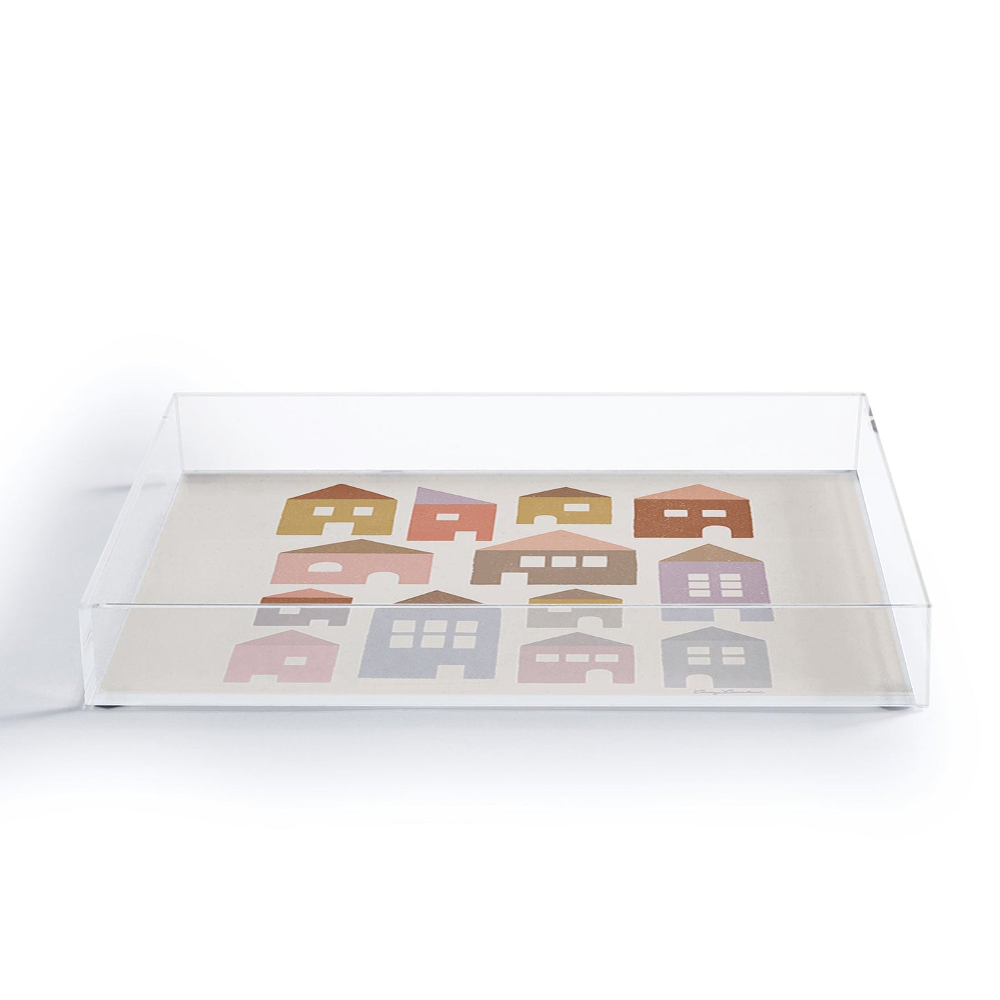 Carey Copeland Happy Houses Earth Tones Acrylic Tray