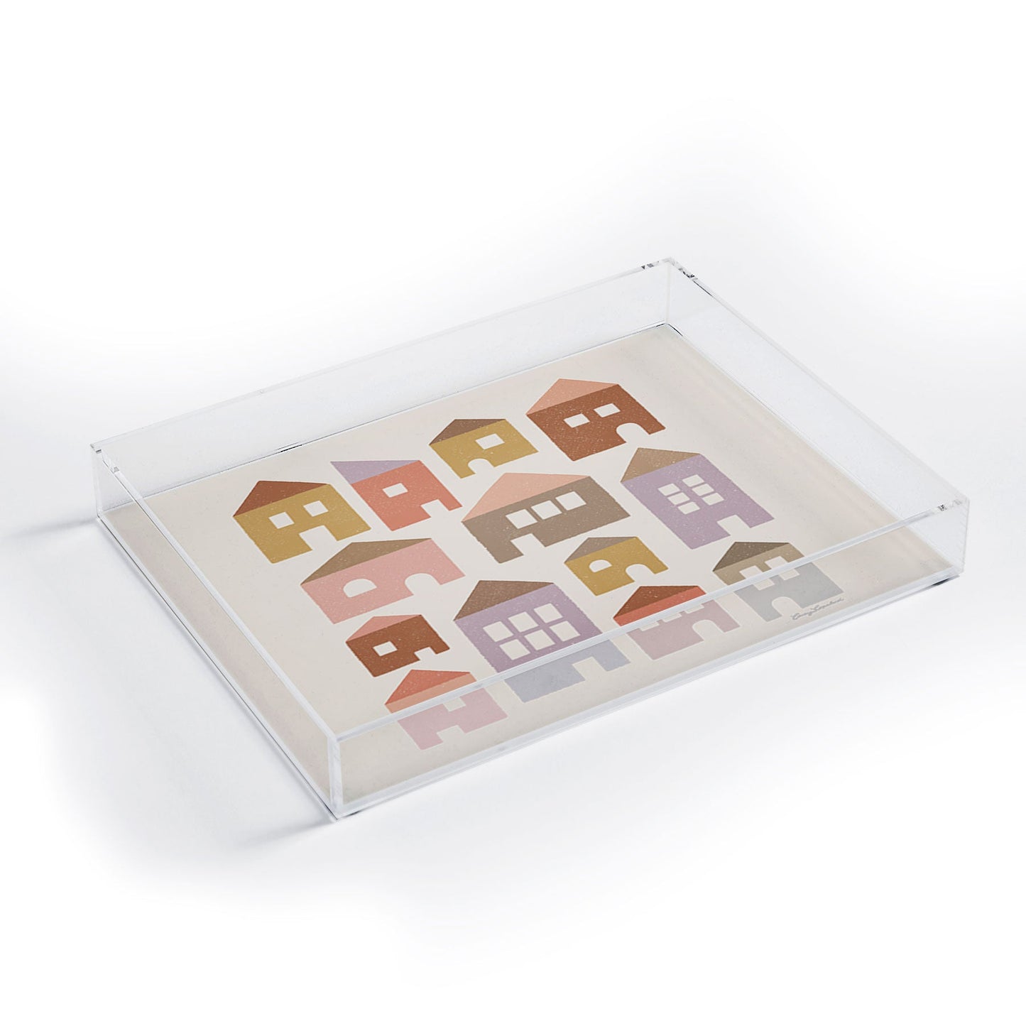 Carey Copeland Happy Houses Earth Tones Acrylic Tray