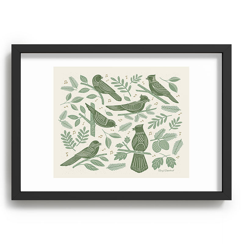Carey Copeland Song Birds Green Recessed Framing Rectangle