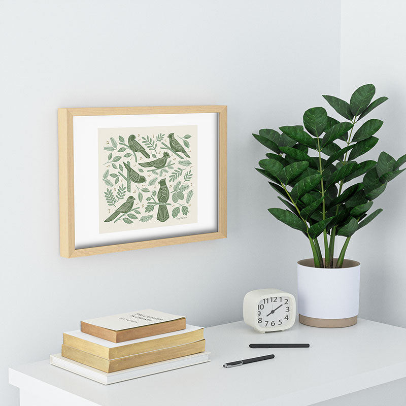 Carey Copeland Song Birds Green Recessed Framing Rectangle